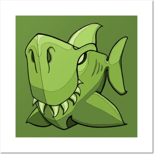 Shark - Green Posters and Art